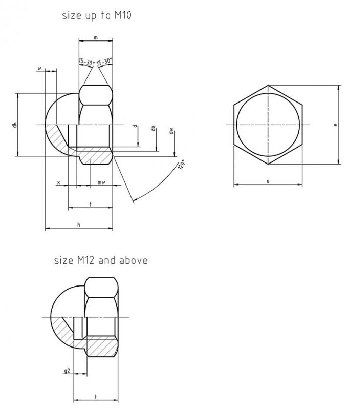 Никель приданный куполообразную форму шестиугольником 1587 цинка DIN M4 к гайкам стали углерода M24 0