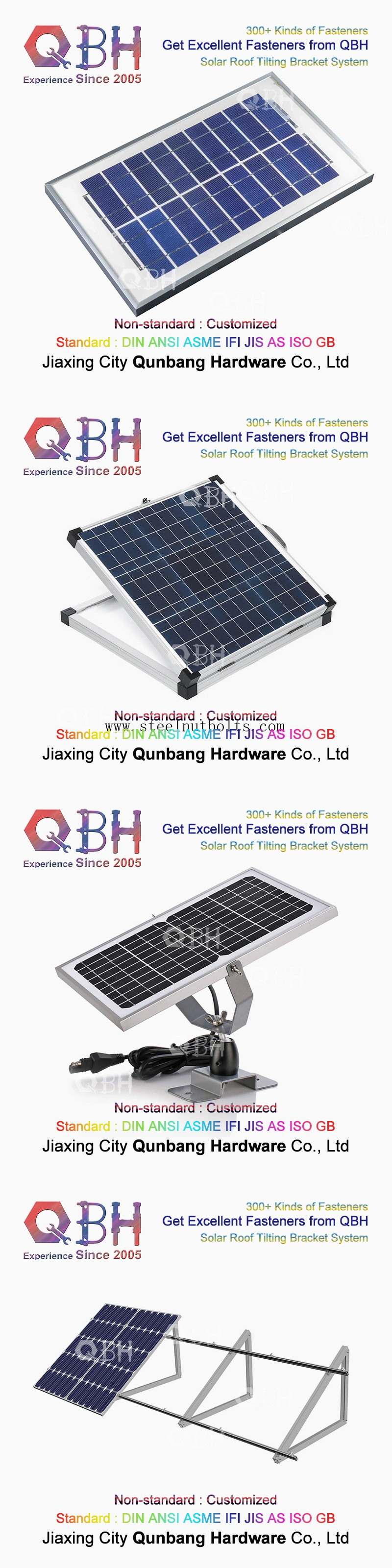 Qbh подгоняло гражданский коммерчески промышленный системный объект энергии солнечной энергии настилая крышу крыша склоняя опрокидывающ стойку шкафа кронштейна для фотовольтайческой панели PV